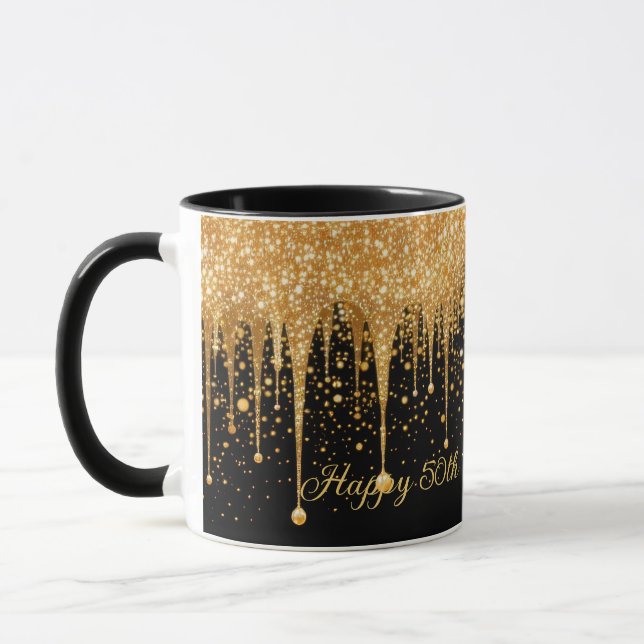 Personalisierter Black Gold Driving Glitzer Geburt Tasse (Links)