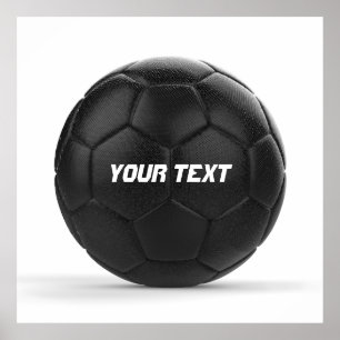 Personalisierter Black Soccer Ball Poster