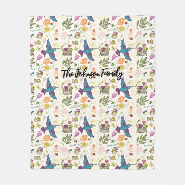 Personalisierter Blanket-Gift-Vogel und Sukkulture Fleecedecke (Vorderseite)