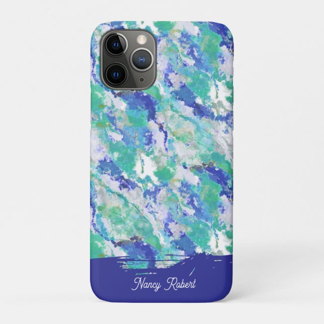 Personalisierter Blau-Achat Naturstein Case-Mate iPhone Hülle (Rückseite)