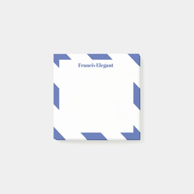 Personalisierter, blau gestreifter Post - Hinweise Post-it Klebezettel (Vorderseite)