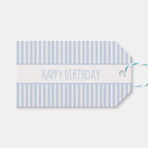 Personalisierter blau-weißer Ticking-Streifen Geschenkanhänger