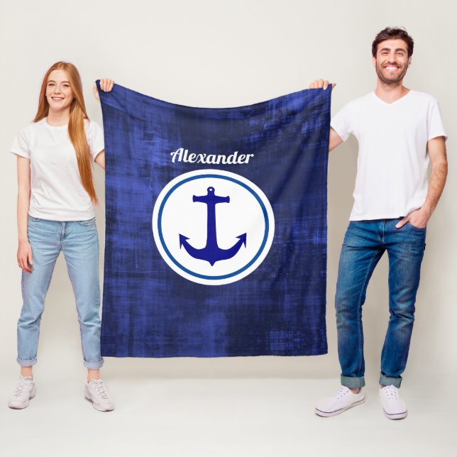 Personalisierter Blauanker Fleecedecke (Beispiel)