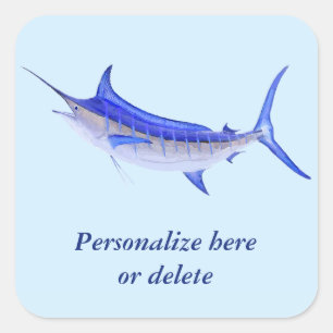 Personalisierter Blaue Marlin Fisch Quadratischer Aufkleber
