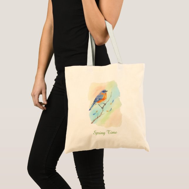 Personalisierter Blaue Vogel Tragetasche (Vorderseite (Produkt))