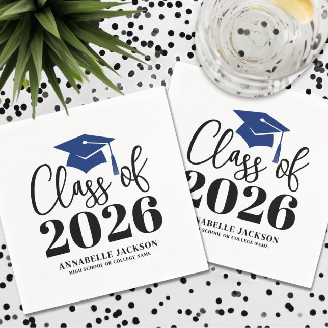 Personalisierter blauer Abschluss Serviette (Personalized Blue Graduation Napkins)
