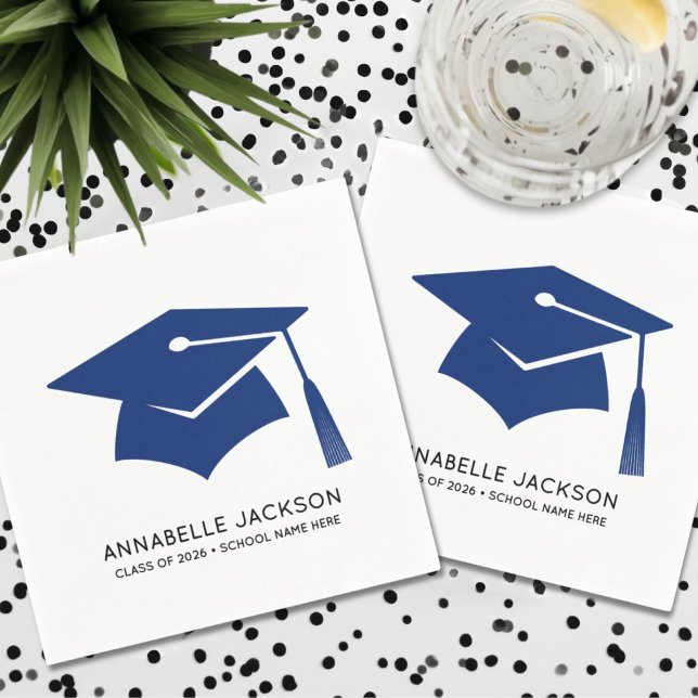 Personalisierter blauer Abschluss Serviette (Personalized Blue Graduation Napkins)