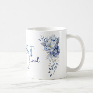 Personalisierter blauer Blumenbecher, beste Freund Kaffeetasse