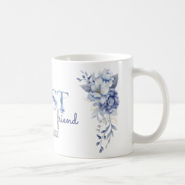 Personalisierter blauer Blumenbecher, beste Freund Kaffeetasse (Rechts)
