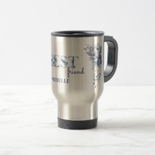 Personalisierter blauer Blumenbecher, beste Freund Reisebecher