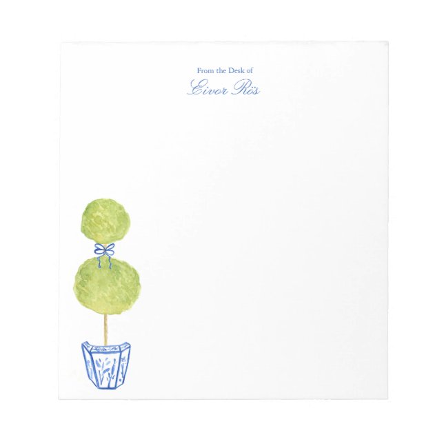 Personalisierter blauer Chinoiserie-Baum-Notizbloc Notizblock (Vorderseite)