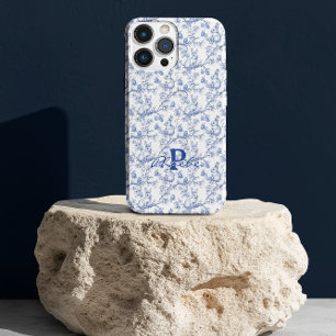 Personalisierter blauer Chinoiserie-Hase iPhone 15 Pro Hülle
