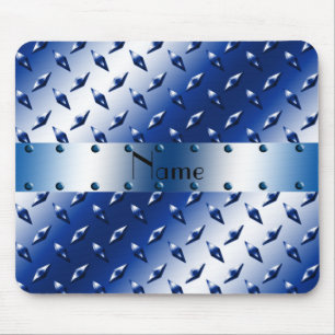 Personalisierter blauer Diamantplattennamensstahl Mousepad