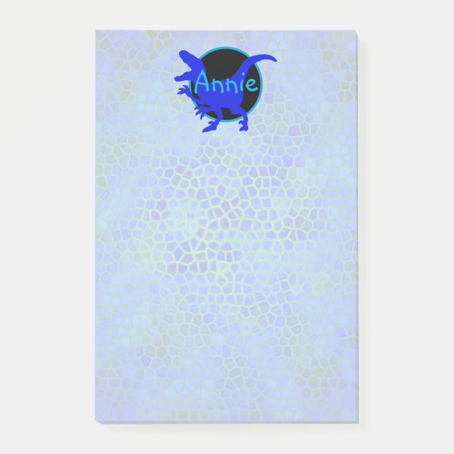 Personalisierter blauer Dinosaurier  Post-it Klebezettel (Vorderseite)