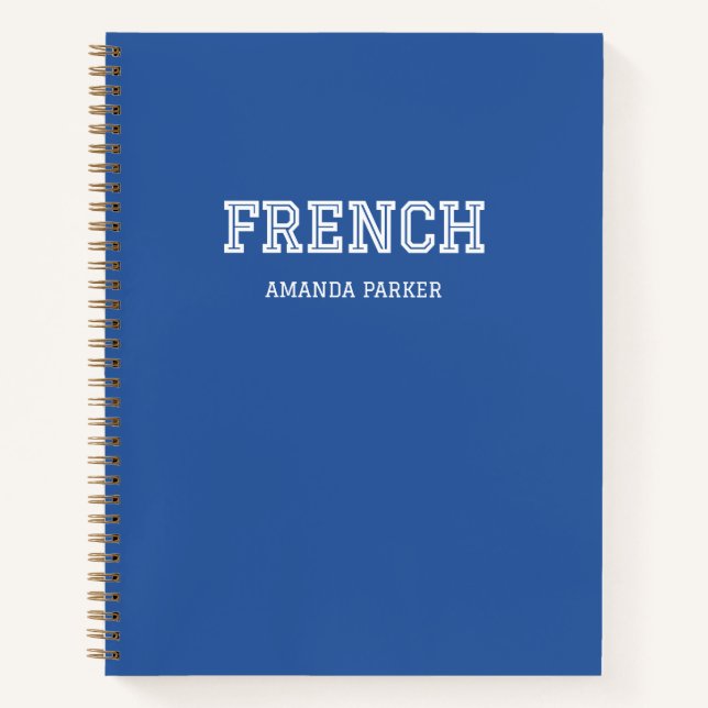 Personalisierter blauer französischer Schulkalende Notizbuch (Vorderseite)