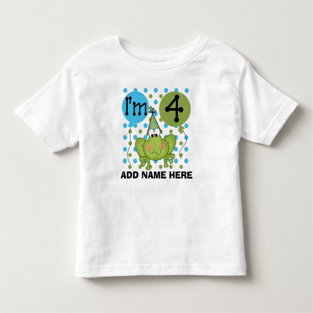 Personalisierter blauer Frosch-4. Kleinkind T-shirt (Vorderseite)