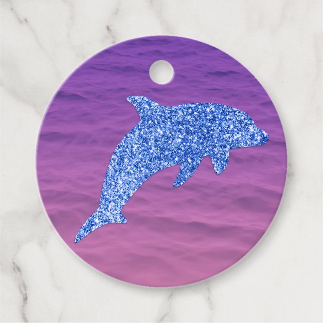 Personalisierter blauer Glitzer Dolphin Rosa und L Geschenkanhänger (Vorderseite)
