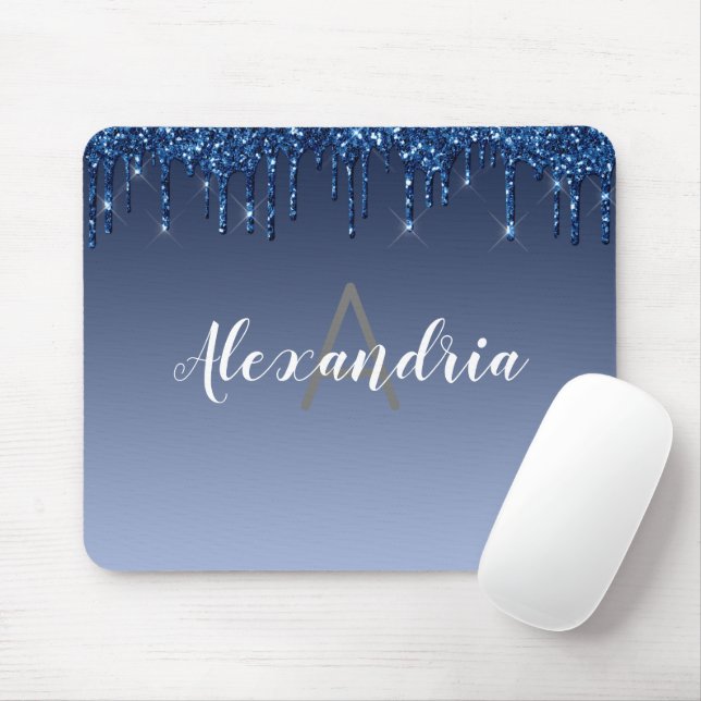 Personalisierter blauer Glitzer Mousepad (Mit Mouse)