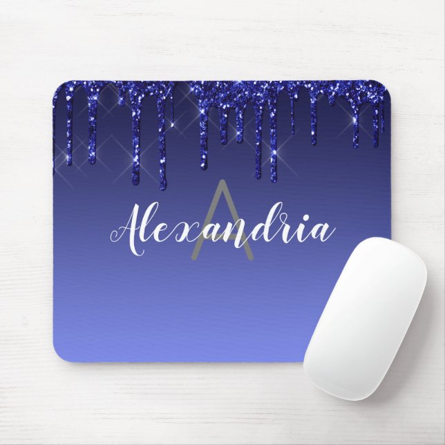 Personalisierter blauer Glitzer Mousepad (Mit Mouse)