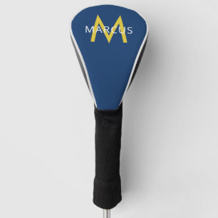 Personalisierter Blauer Goldname für moderne Fahr Golf Headcover