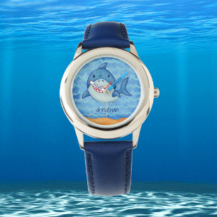 Personalisierter blauer Hai / Unter dem Meer Ozean Armbanduhr
