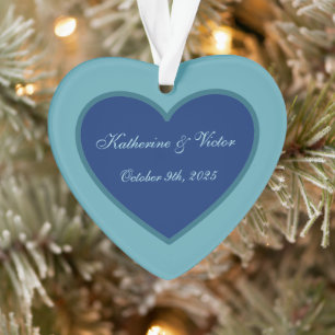 Personalisierter blauer Herz-Schmuck Ornament
