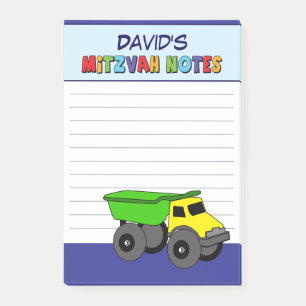 Personalisierter blauer Lastwagen Mitzwa Post-it Klebezettel