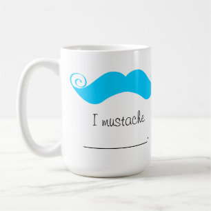 Personalisierter blauer Lenkstangen-Schnurrbart Tasse