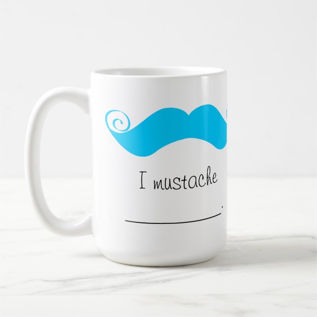Personalisierter blauer Lenkstangen-Schnurrbart Tasse (Links)
