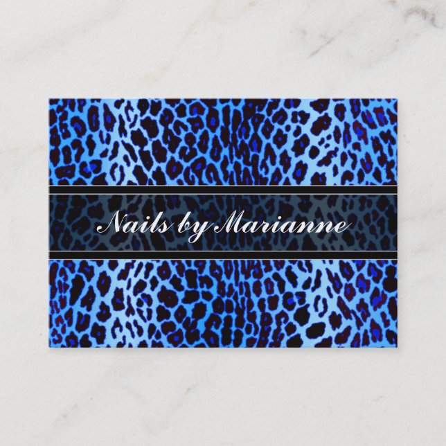Personalisierter blauer Leopard-Tierdruck Visitenkarte (Vorderseite)