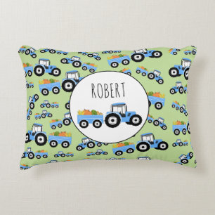 Personalisierter blauer LKW-Landbau Dekokissen