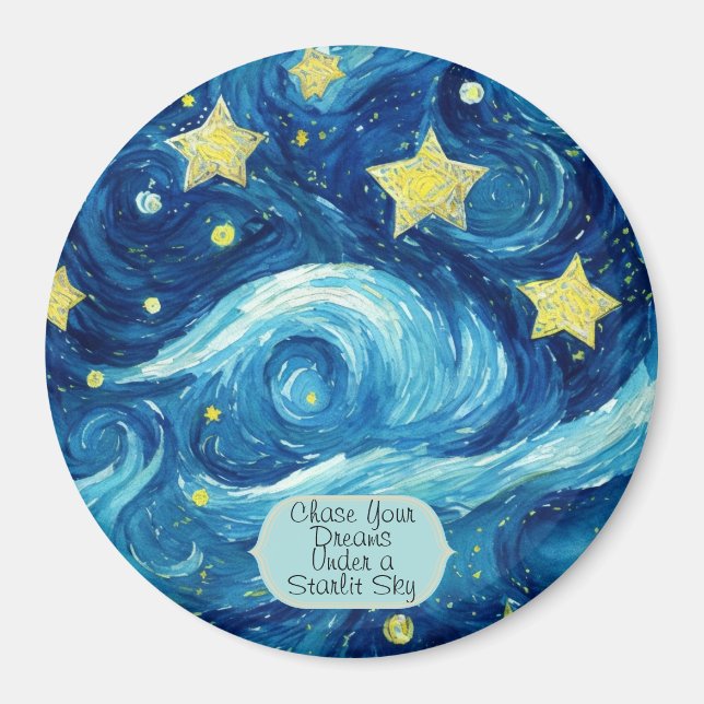 Personalisierter blauer Magnet. Sternengeschenke Magnet (Vorne)