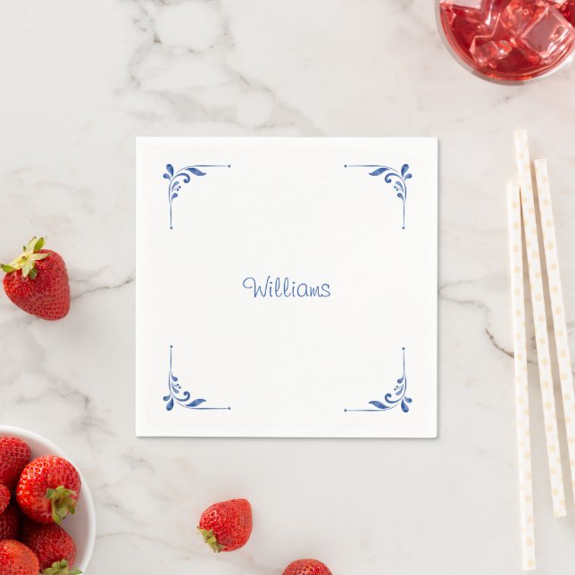 Personalisierter blauer mediterraner Cocktail Serviette (Beispiel)