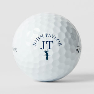 Personalisierter blauer Name und Initialen Golfball