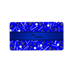 Personalisierter blauer Namenslacrosse Adressaufkleber