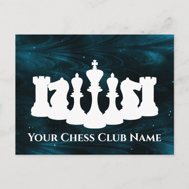 Personalisierter Blauer Nebel Schess Piece King Postkarte (Vorderseite)