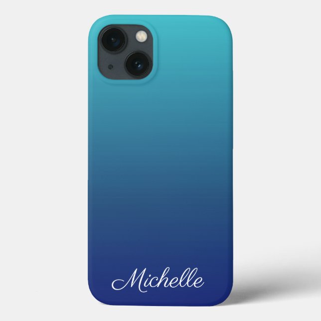 Personalisierter, blauer Ober-Farbverlauf Case-Mat Case-Mate iPhone Hülle (Rückseite)