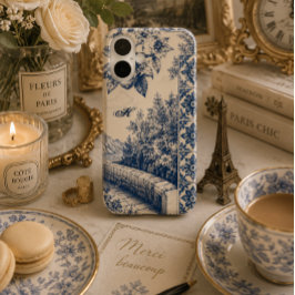 Personalisierter blauer Toile-Garten iPhone 16 Hülle