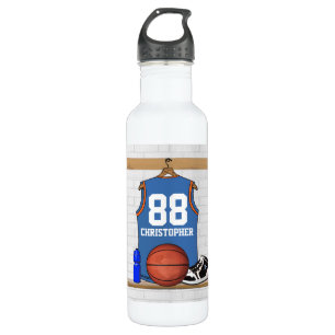Personalisierter blauer und orange Basketball Trinkflasche
