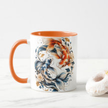 Personalisierter blauer und orangefarbener Koi-Fis