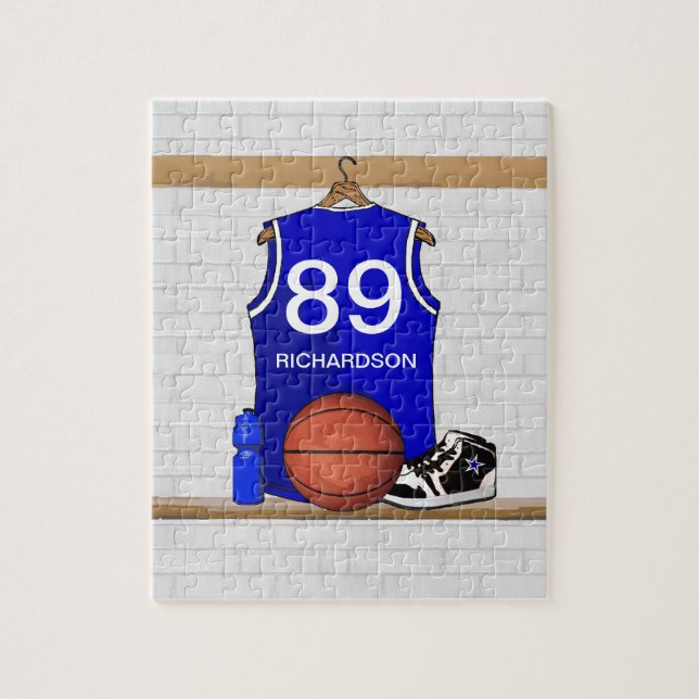 Personalisierter blauer und weißer Basketball Puzzle (Vertikal)