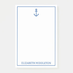 Personalisierter, blauer und weißer Wasseranker Post-it Klebezettel