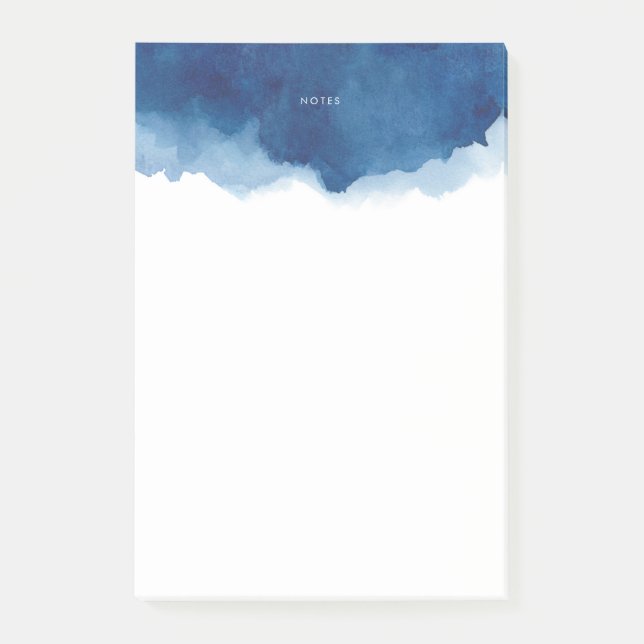 Personalisierter Blauer Wasserfarbensplash Post-it Klebezettel (Vorderseite)