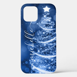 Personalisierter blauer Weihnachtsbaum Case-Mate iPhone Hülle
