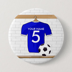 Personalisierter blauer weißer Fußball-Fußball Button