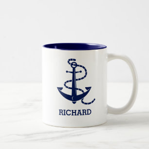Personalisierter blauer zweifarbige tasse