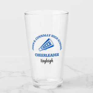 Personalisierter Blaues High School Cheerleader Glas