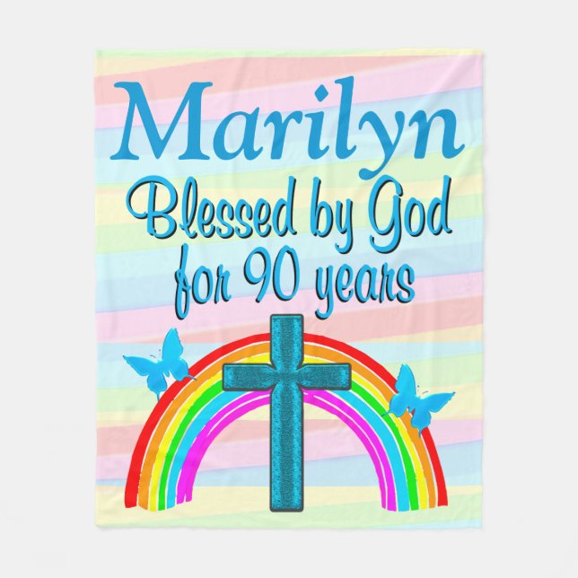 PERSONALISIERTER BLESSED 90. GEBURTSTAG FLEECE BLA (Vorderseite)