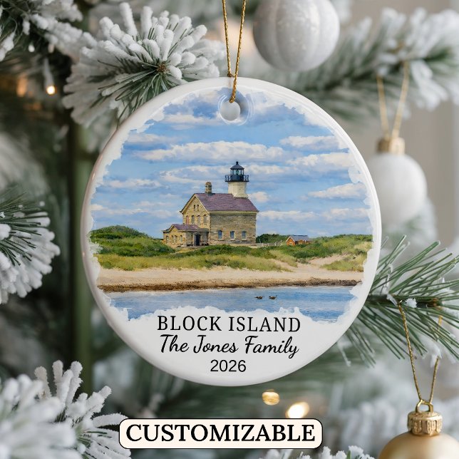 Personalisierter Block Island-Schmuck, Rhode Islan Keramik Ornament (Von Creator hochgeladen)