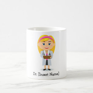 Personalisierter blonder weiblicher Doktor Kaffeetasse